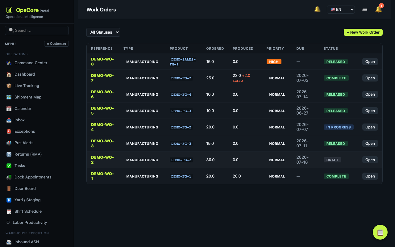 Manufacturing screenshot